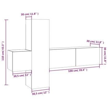 3-tlg. TV-Schrank-Set Grau Sonoma Holzwerkstoff