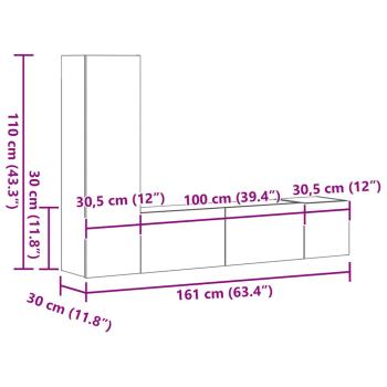 3-tlg. TV-Schrank-Set Grau Sonoma Holzwerkstoff