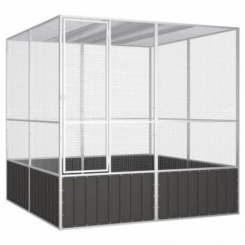 ARDEBO.de - Vogelkäfig Anthrazit 213,5x217,5x211,5 cm Verzinkter Stahl