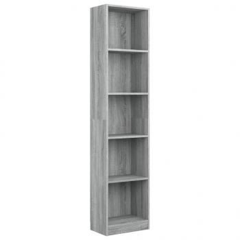 Bücherregal 5 Fächer Grau Sonoma 40x24x175 cm Holzwerkstoff