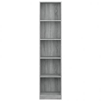 Bücherregal 5 Fächer Grau Sonoma 40x24x175 cm Holzwerkstoff