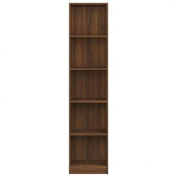 ARDEBO.de - Bücherregal 5 Fächer Braun Eiche 40x24x175 cm Holzwerkstoff