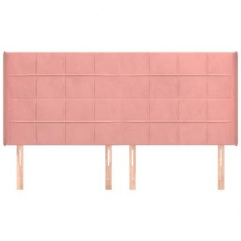 Kopfteil mit Ohren Rosa 183x16x118/128 cm Samt