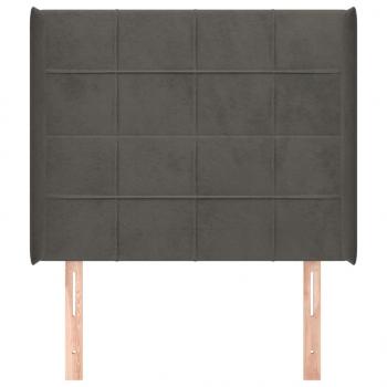 Kopfteil mit Ohren Dunkelgrau 103x16x118/128 cm Samt