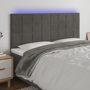 ARDEBO.de - LED Kopfteil Dunkelgrau 200x5x118/128 cm Samt