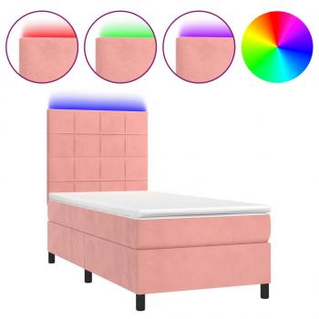 Boxspringbett mit Matratze & LED Rosa 80x200 cm Samt