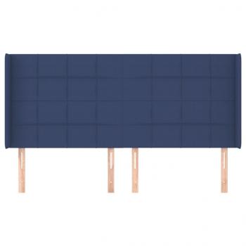 Kopfteil mit Ohren Blau 163x16x118/128 cm Stoff