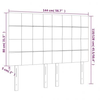 LED Kopfteil Dunkelgrau 144x5x118/128 cm Samt