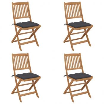 ARDEBO.de - Klappbare Gartenstühle 4 Stk. mit Kissen Massivholz Akazie