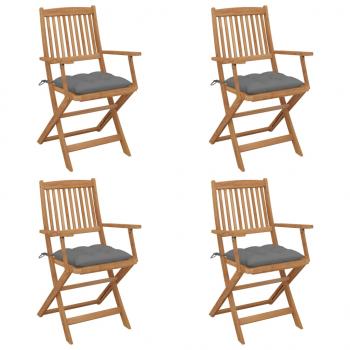 ARDEBO.de - Klappbare Gartenstühle 4 Stk. mit Kissen Massivholz Akazie