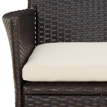 3-tlg. Garten-Bistro-Set mit Kissen Braun Poly Rattan