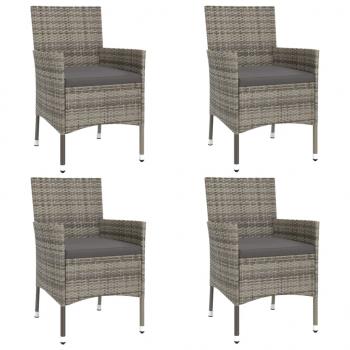 ARDEBO.de - 5-tlg. Garten-Bistro-Set mit Kissen Grau Poly Rattan
