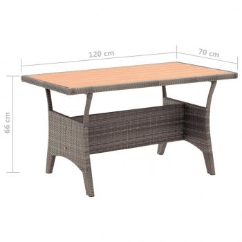 Gartentisch Grau 120x70x66 cm Poly Rattan
