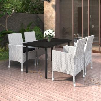 ARDEBO.de - 5-tlg. Garten-Essgruppe mit Auflagen Poly Rattan und Glas