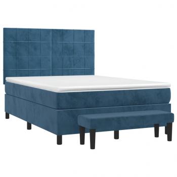Boxspringbett mit Matratze Dunkelblau 140x190 cm Samt