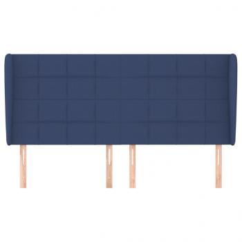 Kopfteil mit Ohren Blau 203x23x118/128 cm Stoff
