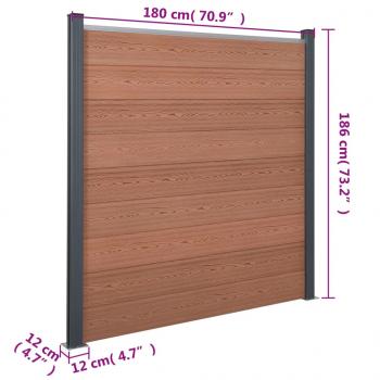 Zaunelement-Set Braun 699x186 cm WPC