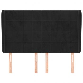 Kopfteil mit Ohren Schwarz 147x23x118/128 cm Samt