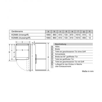 Bosch KGN86AIDR Serie 6 Stand Kühl-Gefrierkombination, 86cm breit, 631L, NoFrost, Urlaubsschaltung, Schnellkühlen, Schnellgefrieren, Edelstahl mit Antifingerprint