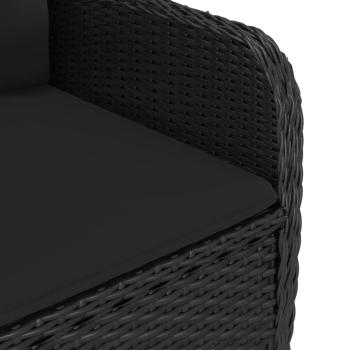 5-tlg. Garten-Essgruppe Poly Rattan und Akazienholz Schwarz