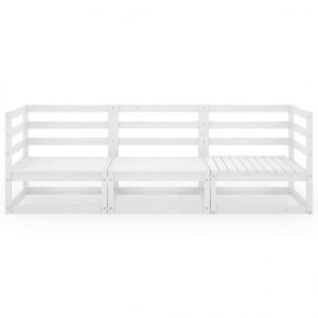 Outdoor-Sofa 3-Sitzer Weiß Massivholz Kiefer