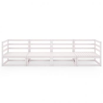 Outdoor-Sofa 4-Sitzer Weiß Massivholz Kiefer