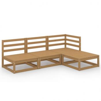4-tlg. Garten-Lounge-Set Honigbraun Massivholz Kiefer