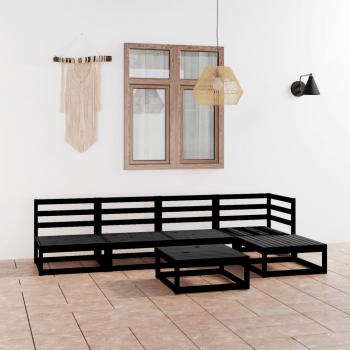 ARDEBO.de - 6-tlg. Garten-Lounge-Set Schwarz Massivholz Kiefer