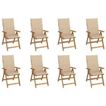 ARDEBO.de - Klappbare Gartenstühle mit Kissen 8 Stk. Massivholz Akazie