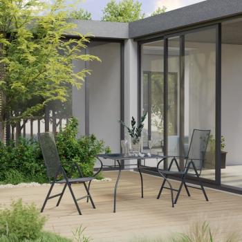 ARDEBO.de - 3-tlg. Garten-Essgruppe Stahl Anthrazit
