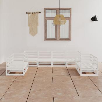 ARDEBO.de - 8-tlg. Garten-Lounge-Set Weiß Massivholz Kiefer