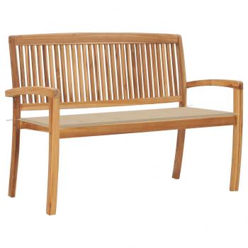 ARDEBO.de - Stapelbare Gartenbank mit Auflage 128,5 cm Massivholz Teak