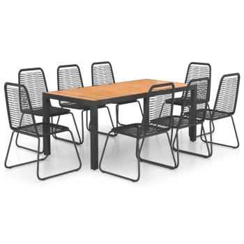9-tlg. Garten-Essgruppe PVC Rattan Schwarz und Braun