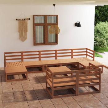 ARDEBO.de - 10-tlg. Garten-Lounge-Set Honigbraun Massivholz Kiefer