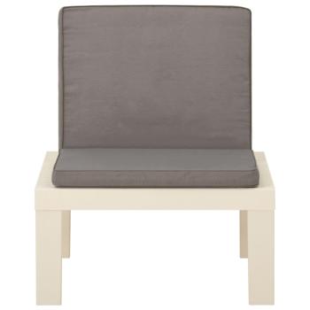 4-tlg. Garten-Lounge-Set mit Kissen Kunststoff Weiß
