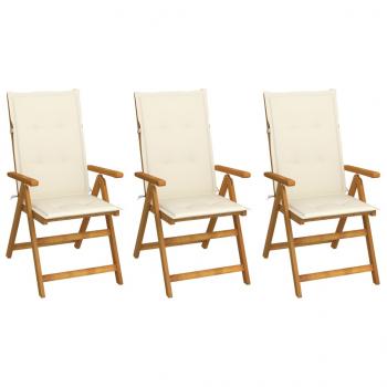 ARDEBO.de - Klappbare Gartenstühle 3 Stk. mit Auflagen Massivholz Akazie