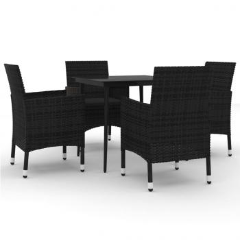 5-tlg. Garten-Essgruppe mit Auflagen Poly Rattan und Glas
