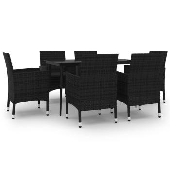 7-tlg. Garten-Essgruppe mit Auflagen Poly Rattan und Glas
