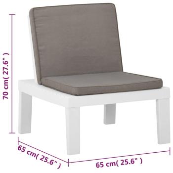 4-tlg. Garten-Lounge-Set mit Kissen Kunststoff Weiß