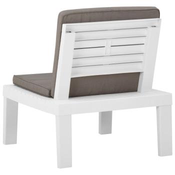 4-tlg. Garten-Lounge-Set mit Kissen Kunststoff Weiß