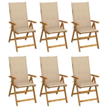 ARDEBO.de - Klappbare Gartenstühle 6 Stk. mit Auflagen Massivholz Akazie