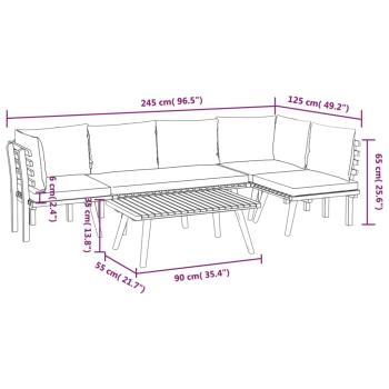 5-tlg. Garten-Lounge-Set mit Kissen Massivholz Akazie
