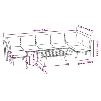 8-tlg. Garten-Lounge-Set mit Kissen Massivholz Akazie