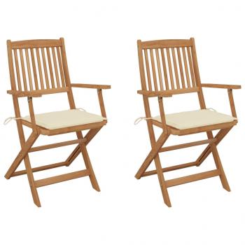 ARDEBO.de - Klappbare Gartenstühle 2 Stk. mit Kissen Massivholz Akazie