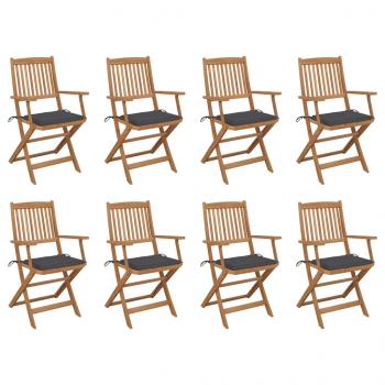 ARDEBO.de - Klappbare Gartenstühle mit Kissen 8 Stk. Massivholz Akazie