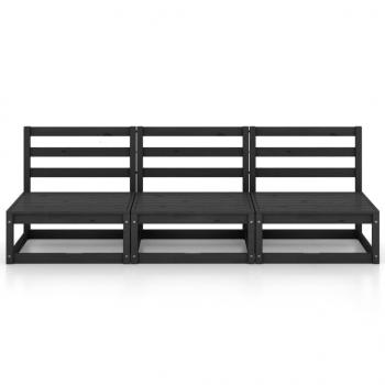 Outdoor-Sofa 3-Sitzer Schwarz Massivholz Kiefer