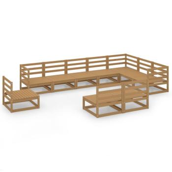 10-tlg. Garten-Lounge-Set Honigbraun Massivholz Kiefer