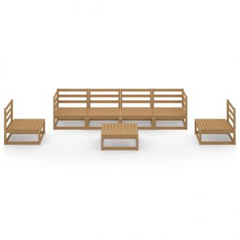 7-tlg. Garten-Lounge-Set Honigbraun Massivholz Kiefer