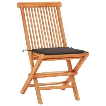 3-tlg. Bistroset mit Taupe Kissen Massivholz Teak
