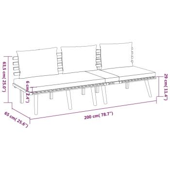 3-tlg. Garten-Lounge-Set mit Kissen Massivholz Akazie